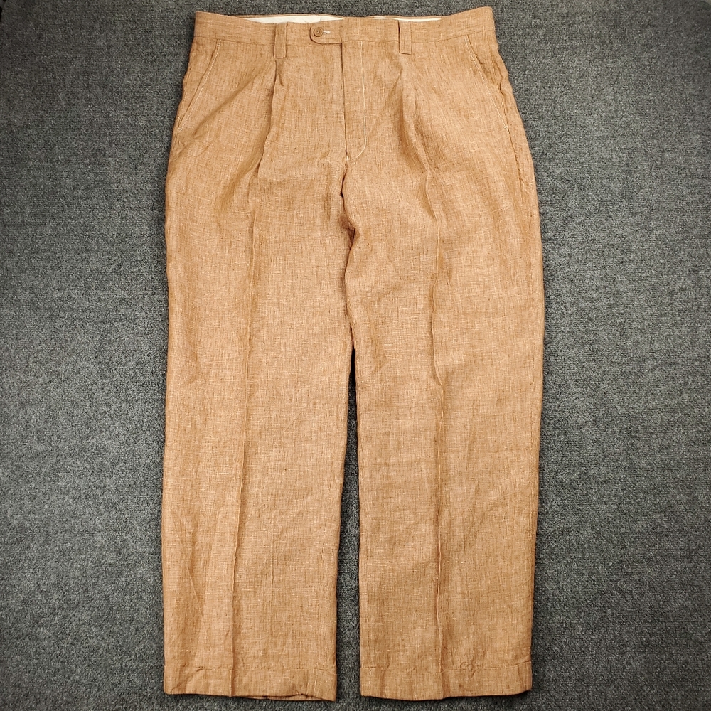 Insearch Collezione Uomo 100% Linen Pants 42 Lightweight Orange Chino Slacks